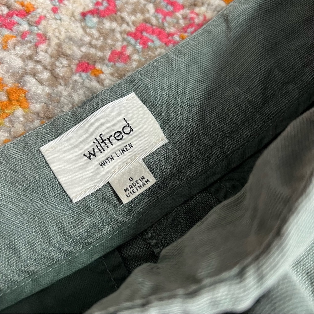 Wilfred Aritzia Green Linen Culottes Wide Leg Cropped Pants 0 - Picture 5 of 12
